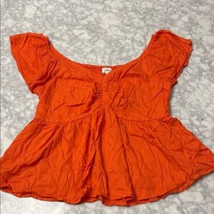 Vibrant Orange Peplum Blouse
